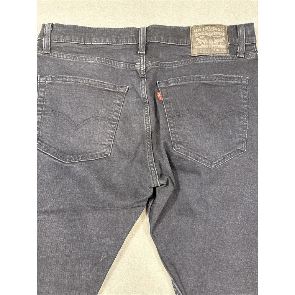 Levi's 512 Jeans Mens 36X30 NAVY Blue Slim Taper Dark Wash Denim